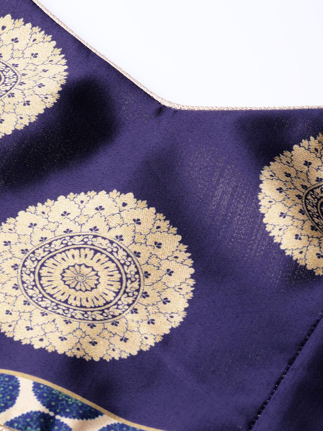 Digital Print Embellished Lehenga with Polka Dot styled Floral Motifs