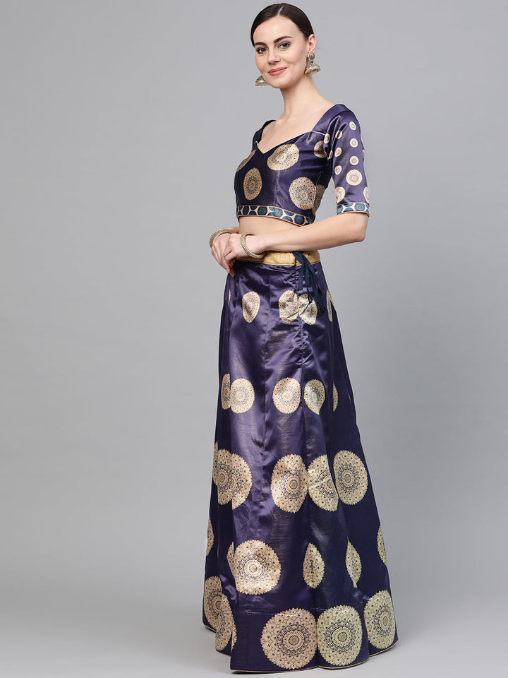 Digital Print Embellished Lehenga with Polka Dot styled Floral Motifs