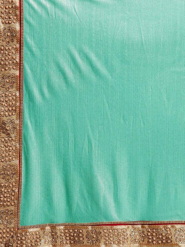 Shimmer Georgette Saree with Pearl Crystal Embellished Border