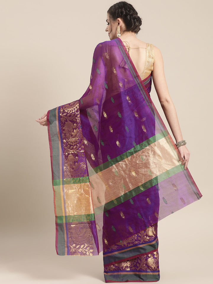 Chanderi Silk Saree with Zari Woven Peacock Pattern