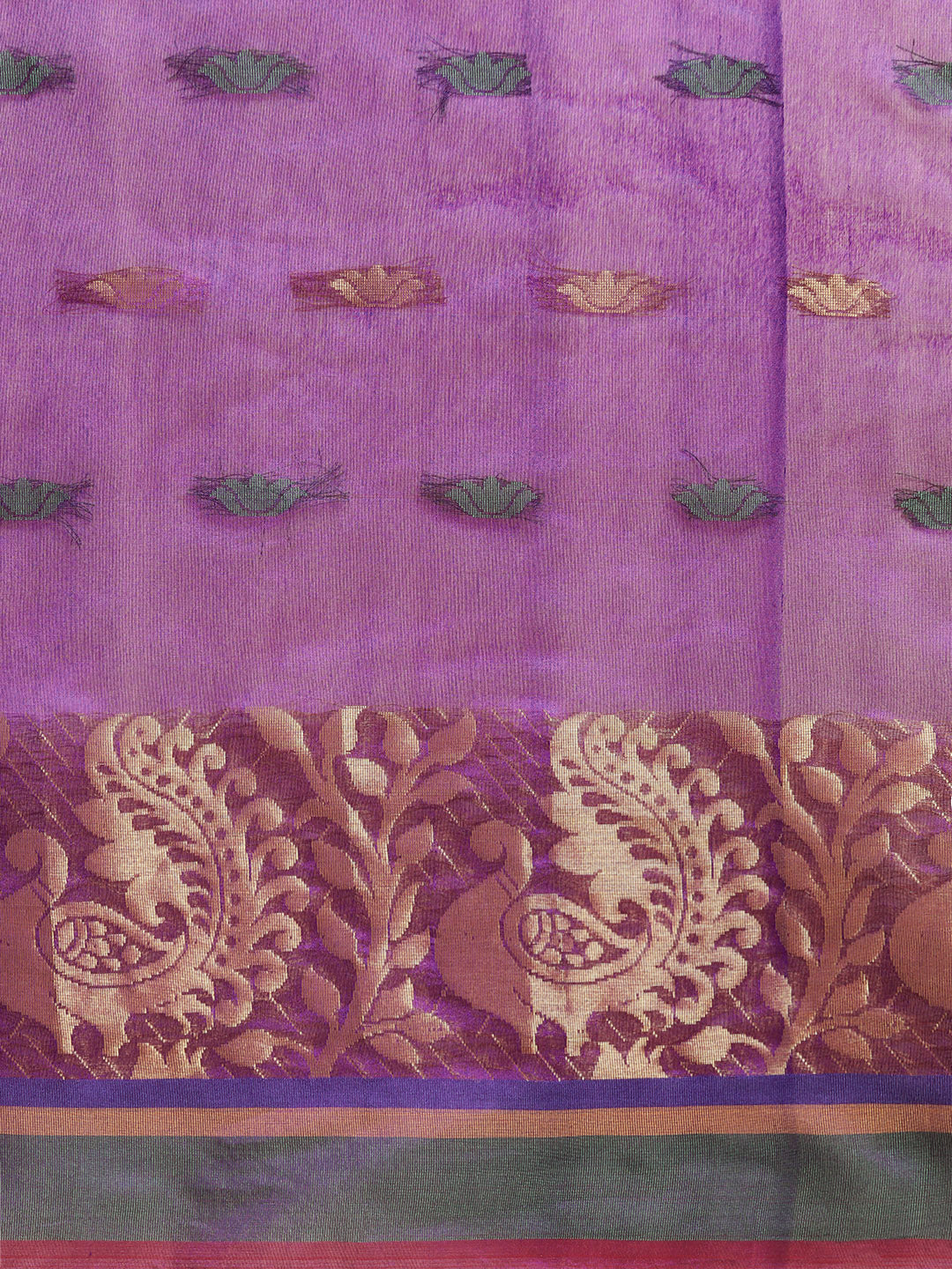 Chanderi Silk Saree with Zari Woven Peacock Pattern