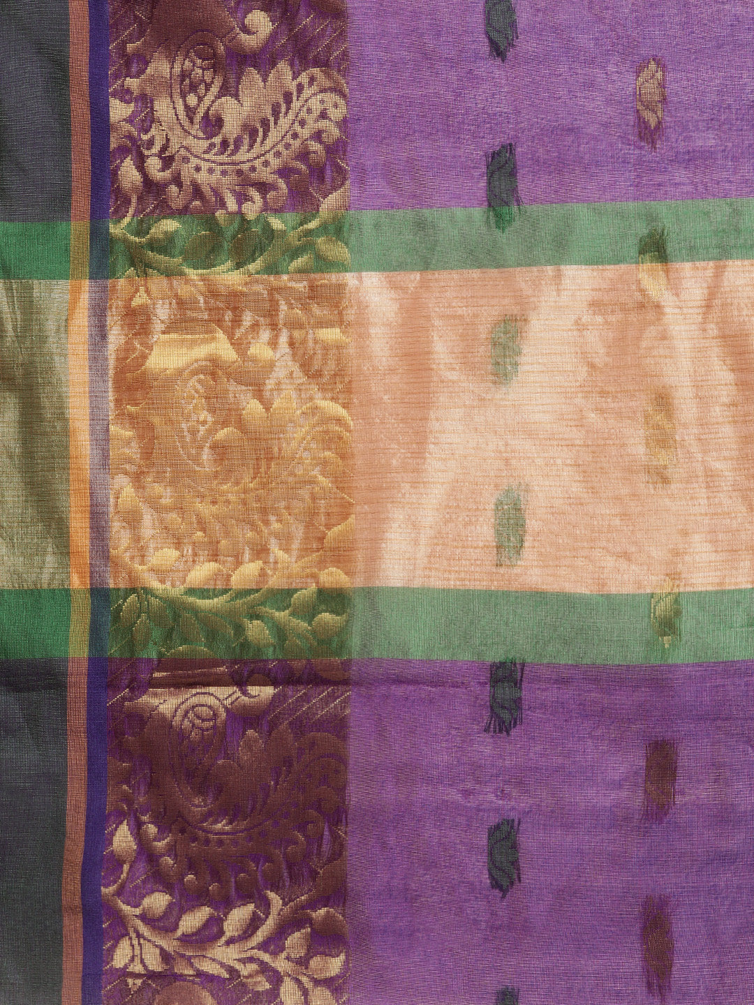 Chanderi Silk Saree with Zari Woven Peacock Pattern