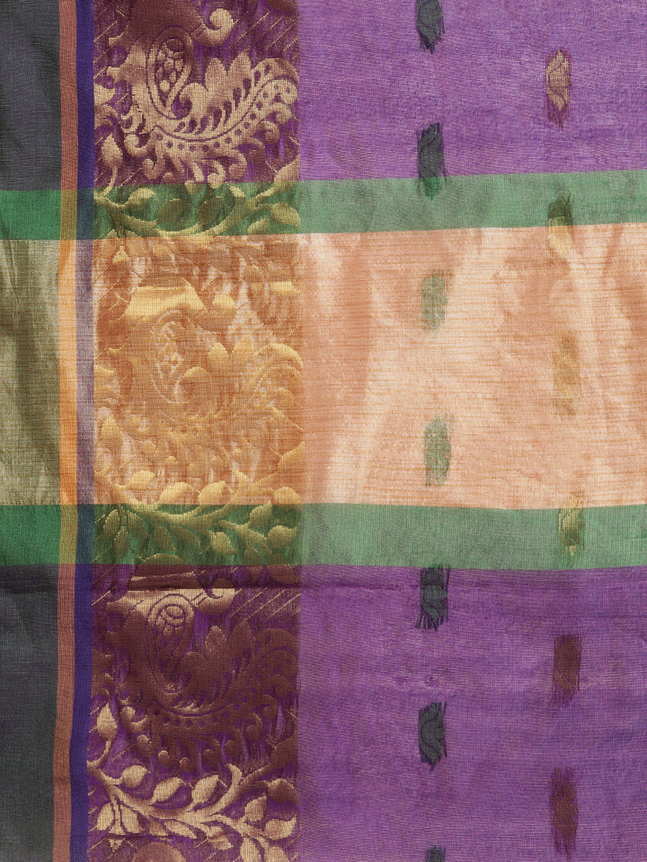 Chanderi Silk Saree with Zari Woven Peacock Pattern
