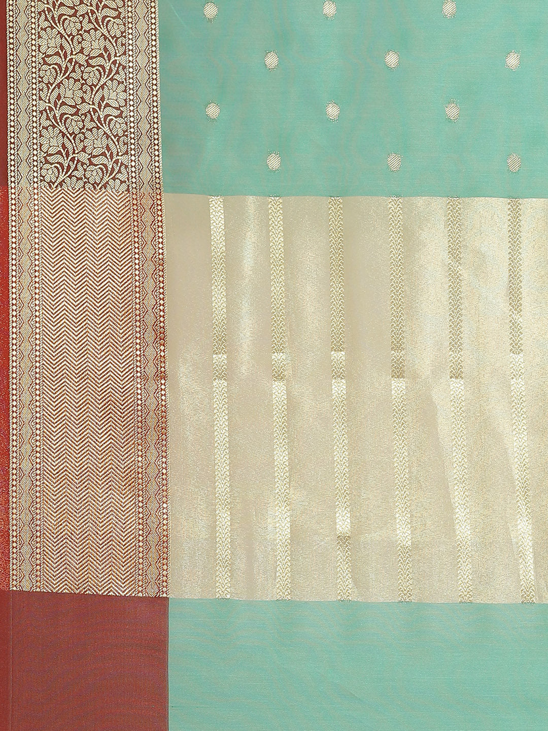 Green Traditional Maheshwari Silk Banarasi Saree with woven Border