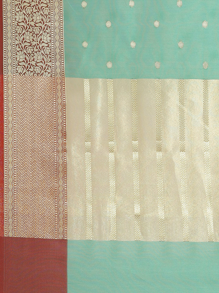 Green Traditional Maheshwari Silk Banarasi Saree with woven Border