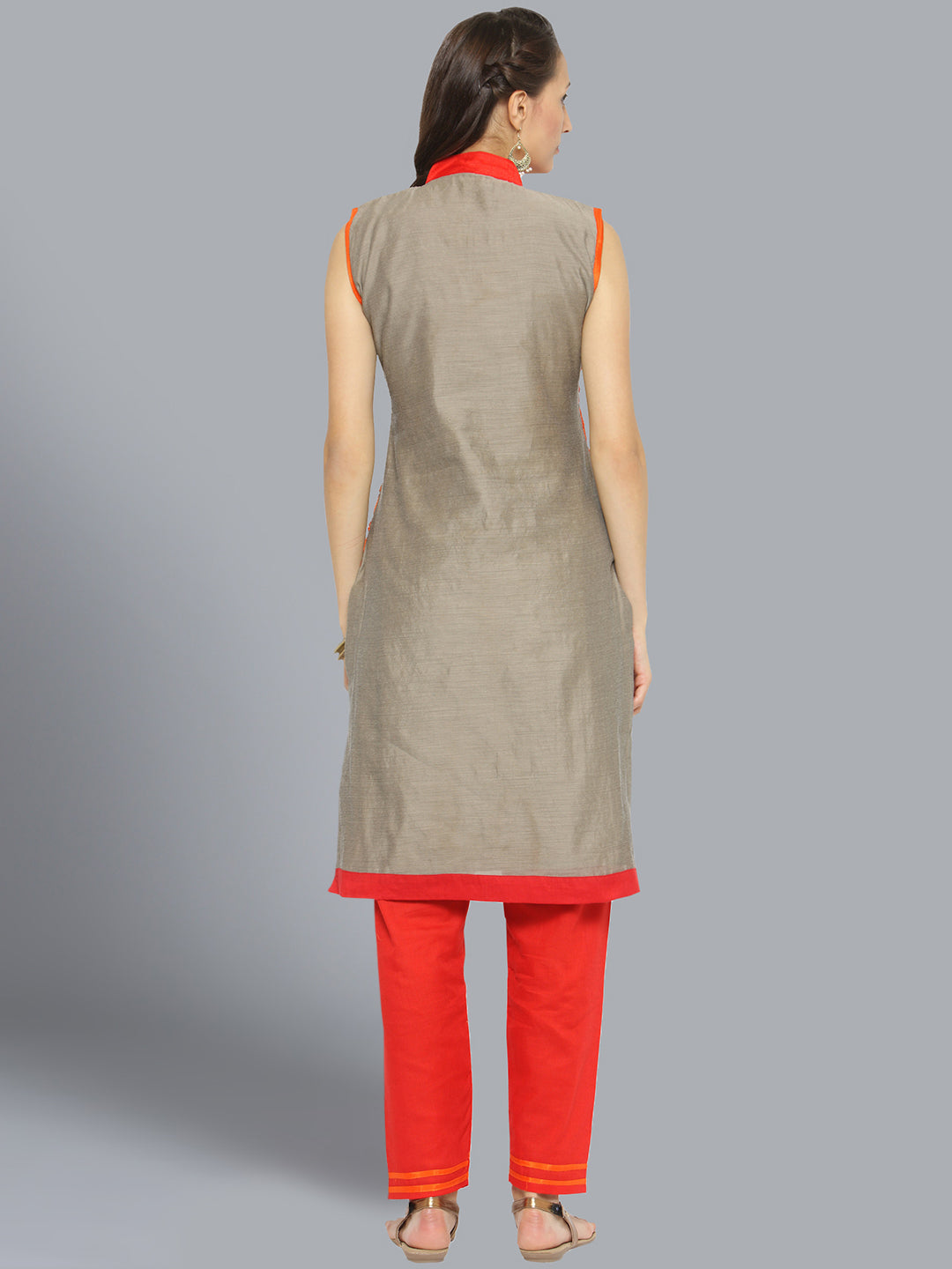 Cotton Dress Material with Floral Resham Embroidery