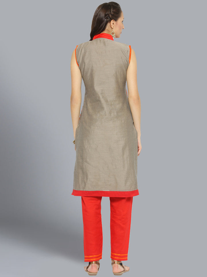 Cotton Dress Material with Floral Resham Embroidery