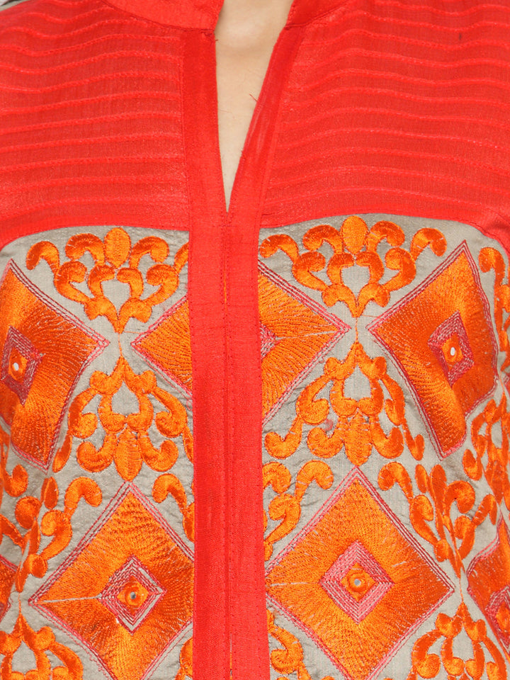 Cotton Dress Material with Floral Resham Embroidery