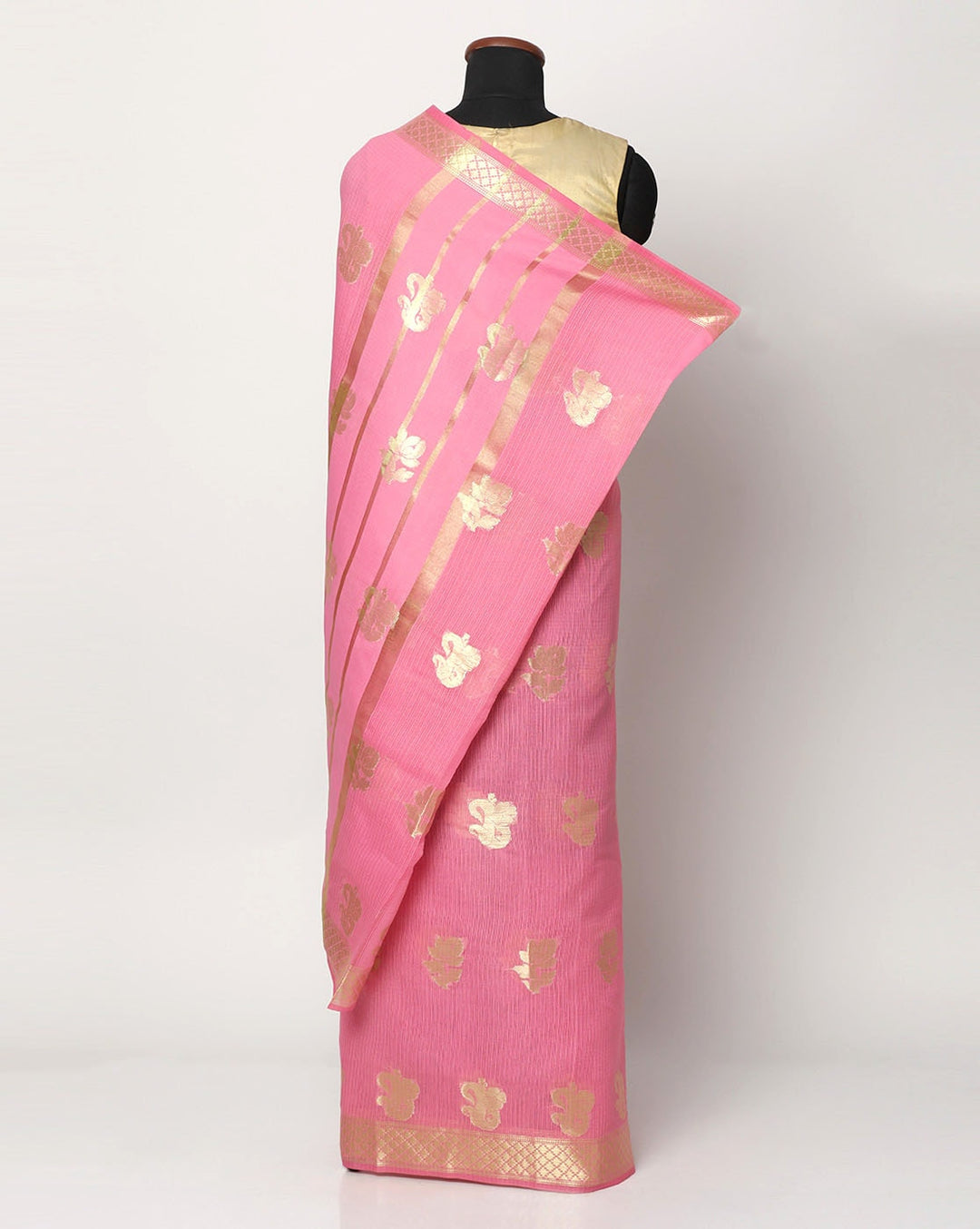 Chanderi Silk Saree in Vibrant color & Intricate Zari Weaving Ethnic Border Pattern
