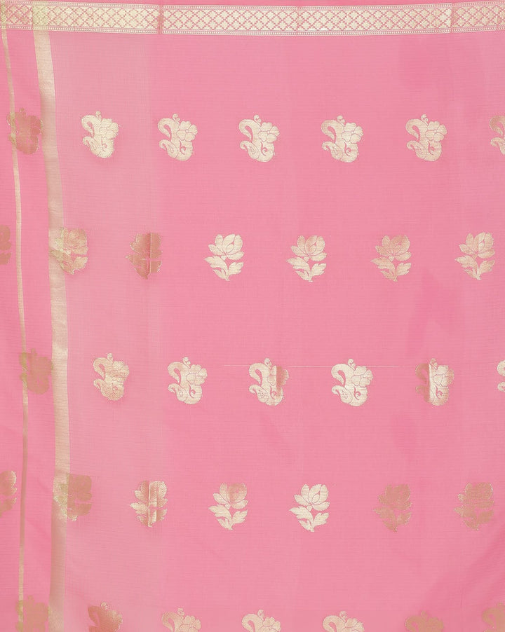 Chanderi Silk Saree in Vibrant color & Intricate Zari Weaving Ethnic Border Pattern