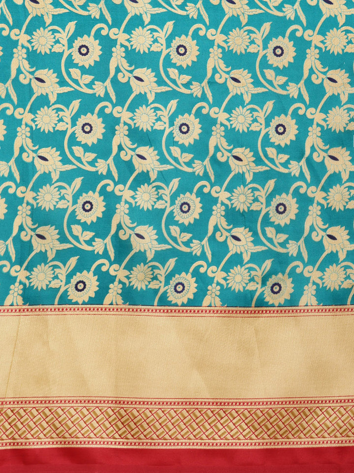 Patola Silk Printed Half-and-half saree with Zari Meenakari floral pattern