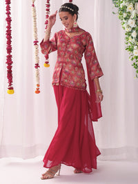 Chhabra 555 Banarasi Brocade Handloom Weaving Kurta Set with Tasseled Dupatta & Flared Pallazo