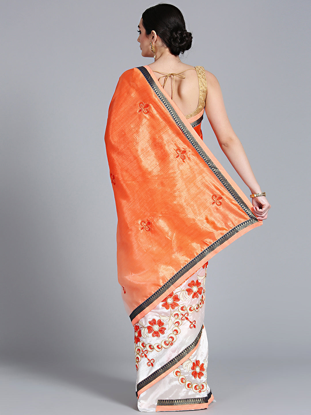 Ombre Saree with Resham Zari Embroidered Floral Motifs