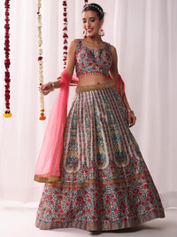 Chhabra 555 Printed & Embellished Choli with Embellished, Printed Lehenga with Solid Dupatta