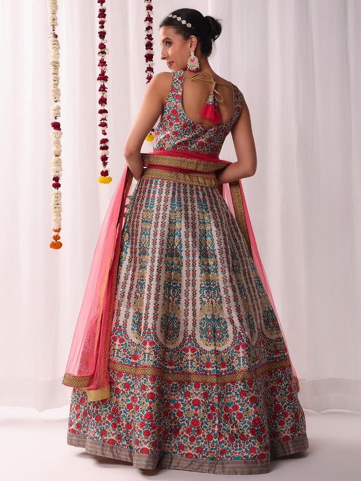 Kalidar Floral Digital Print Lehenga Set