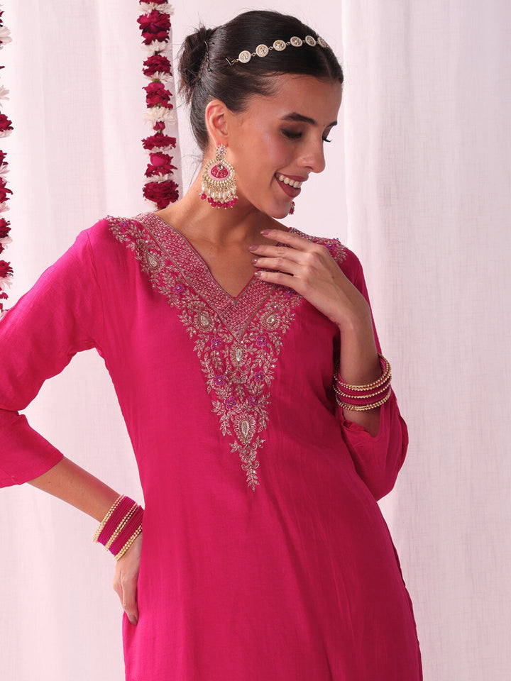 Aari and Resham Embroidered Kurta Set