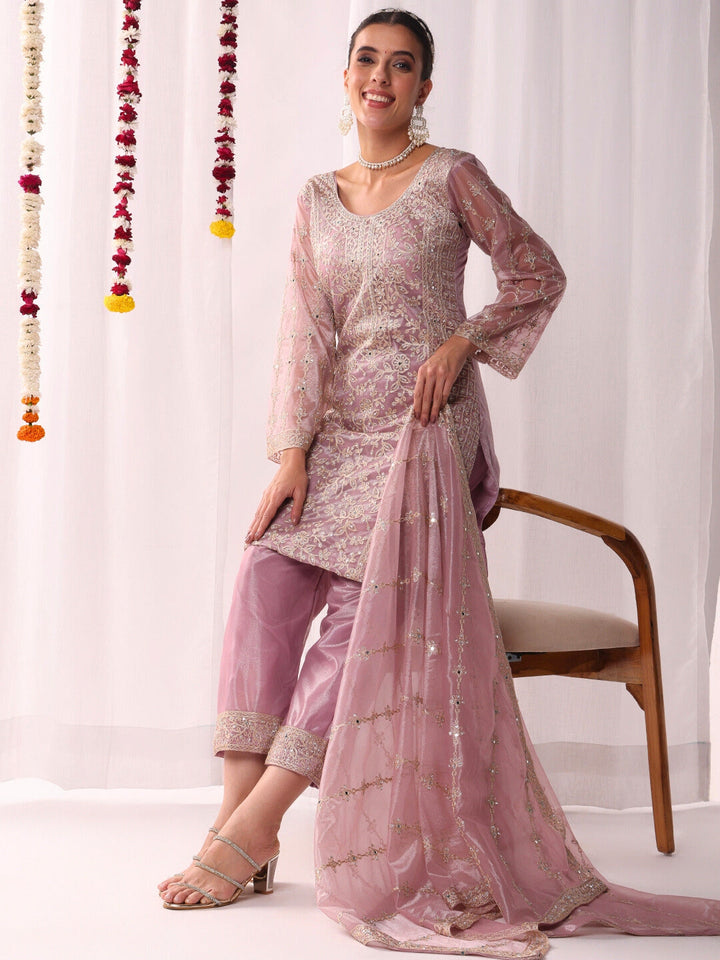 Dori Embroidered & Mirror Work Organza Kurta Set