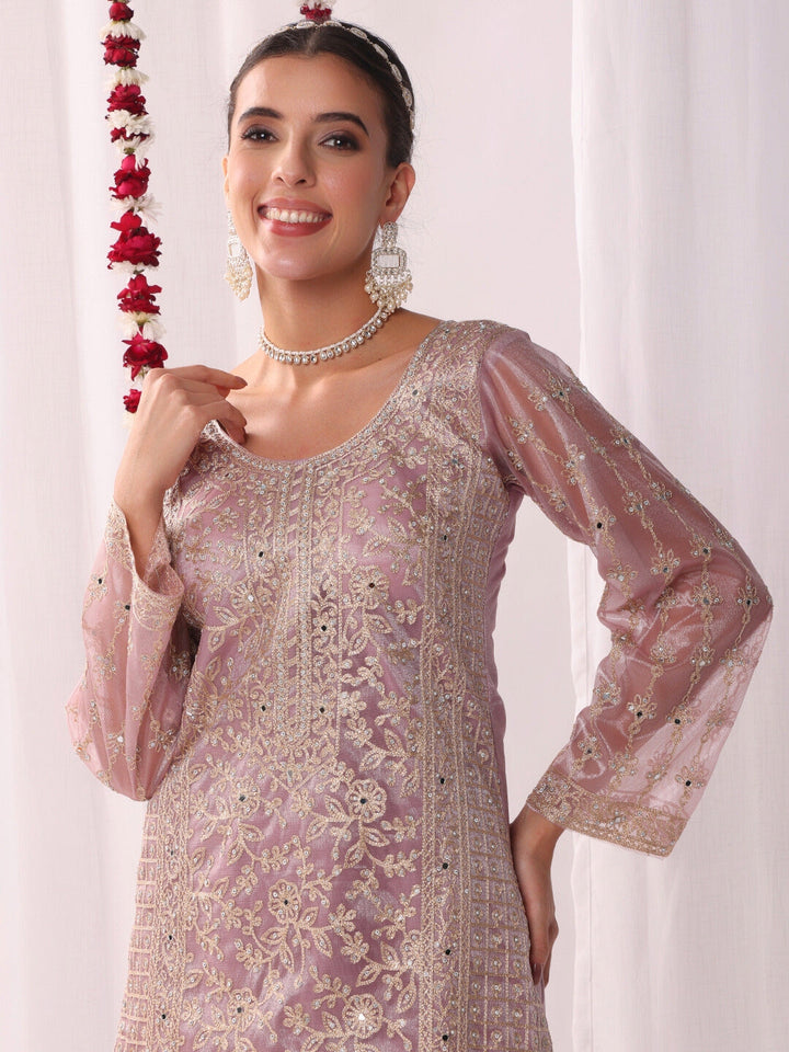Dori Embroidered & Mirror Work Organza Kurta Set