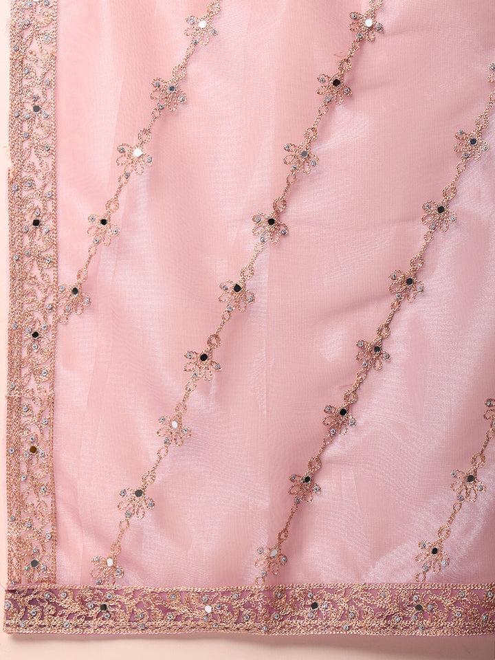 Dori Embroidered & Mirror Work Organza Kurta Set