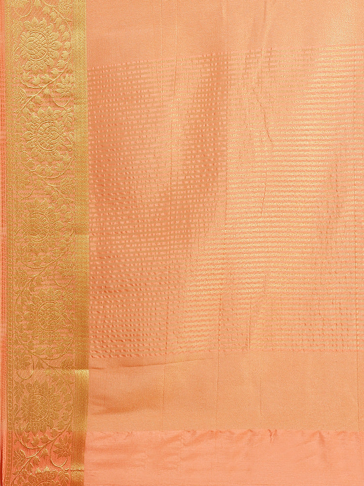 Handloom Chanderi Saree with intricate Resham Embroidered Floral motifs & Zari Border