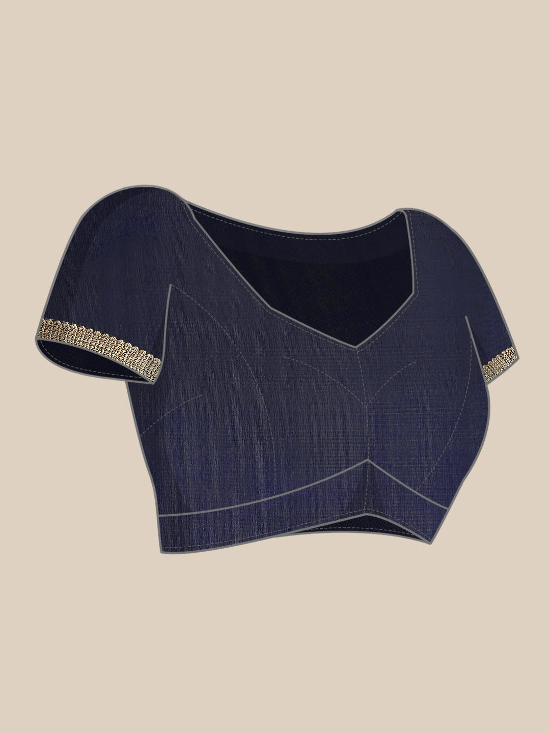 Blue Ikat Inspired Printed Bhagalpuri Silk Saree & Oxidsed Zari Border