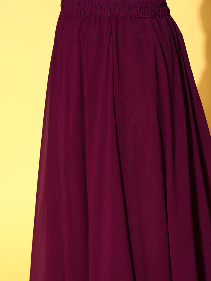 Embellished Flared Asymmetrical Flared Kurta with Skirt & Dupatta