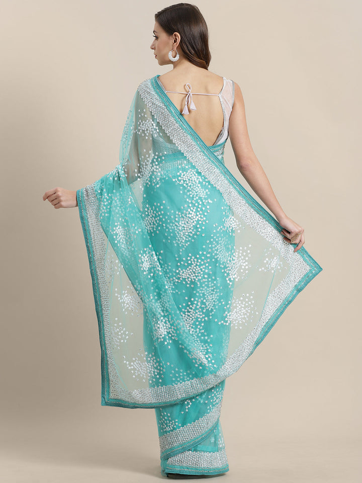 Net Embellished Saree with Resham Embroidery