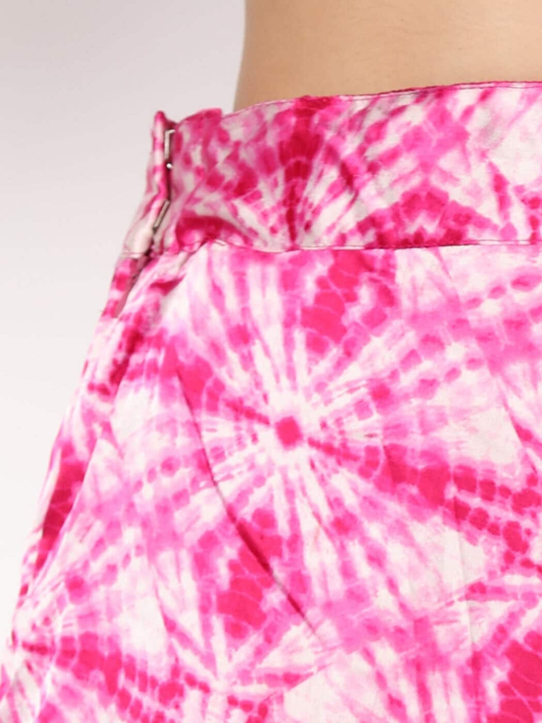 Abstract Digital Print Skirt with Contemporary Bell Sleeved Crop top