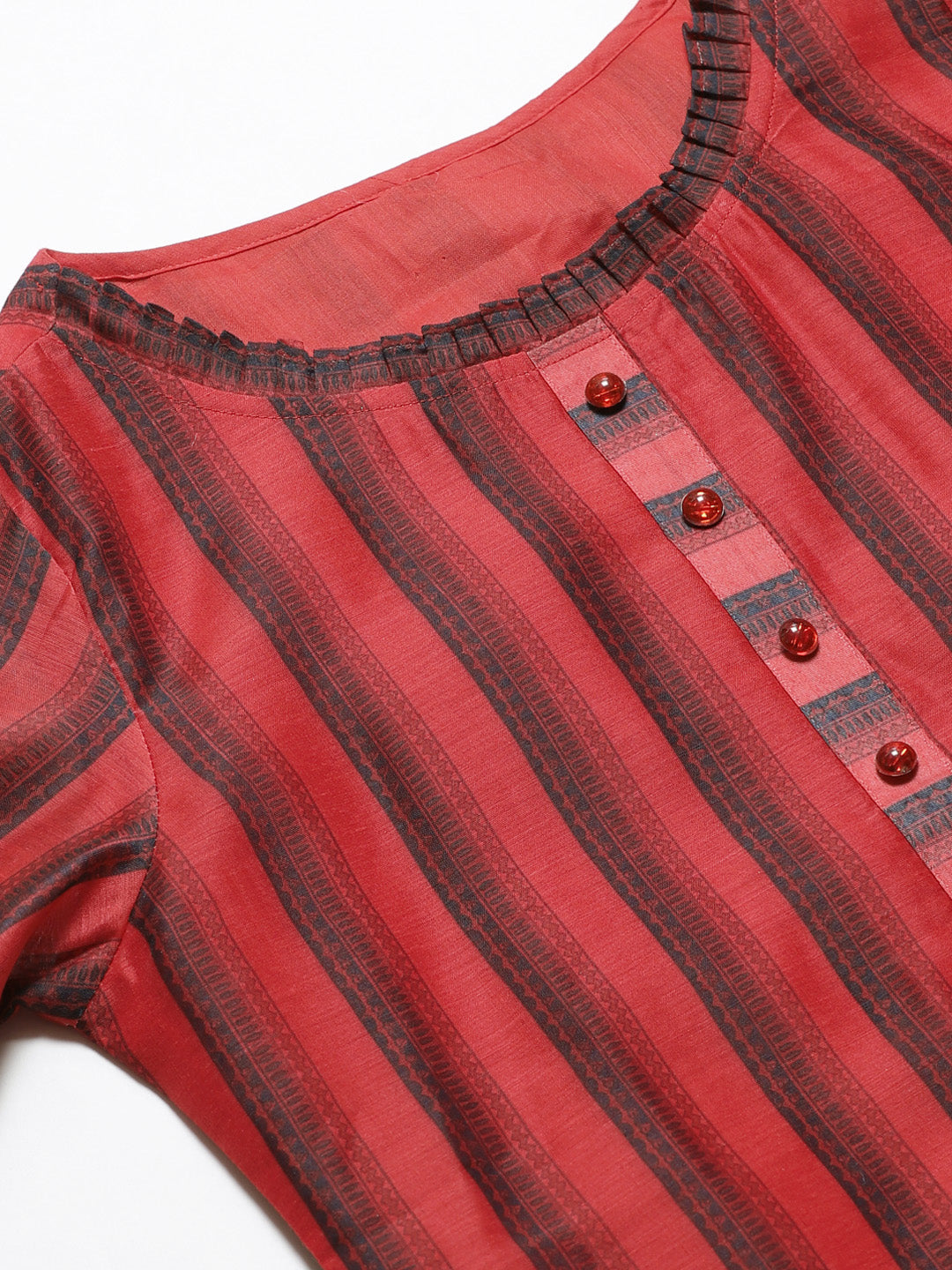 Chanderi Silk Stitched Suit with Digital Handloom & Indie Print with Maheshwari Dupatta