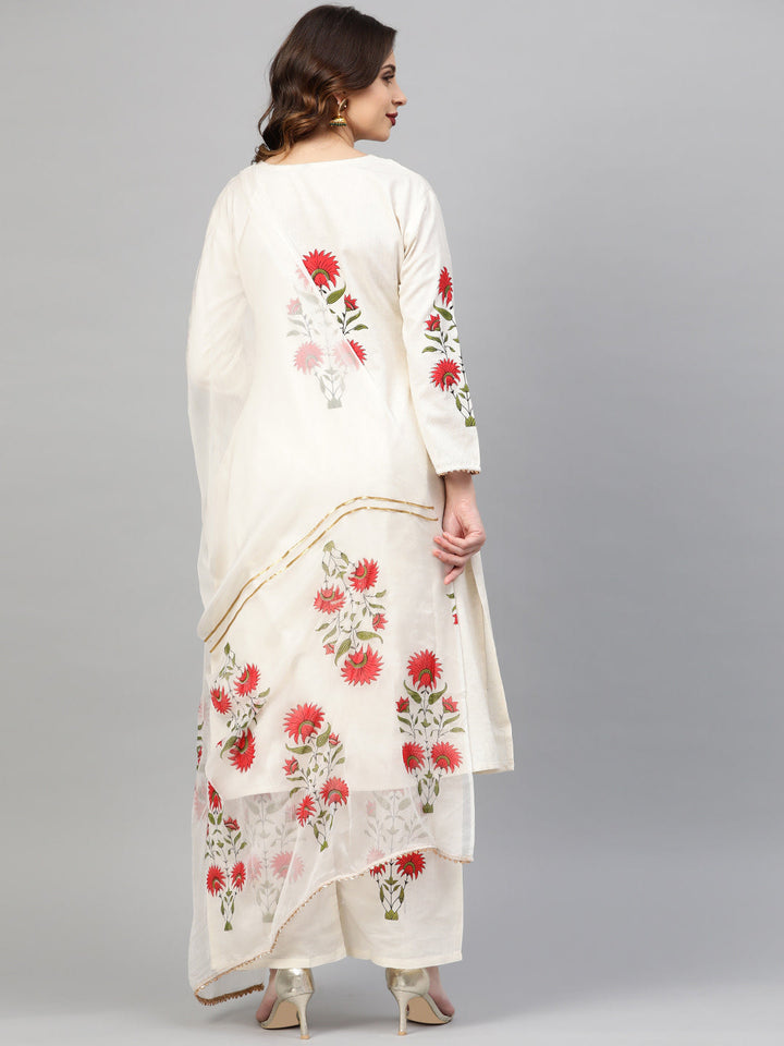 Summer Floral Print Kurta Pallazo Set