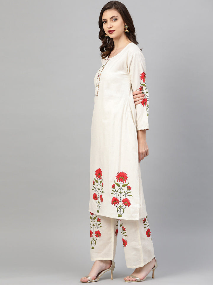 Summer Floral Print Kurta Pallazo Set
