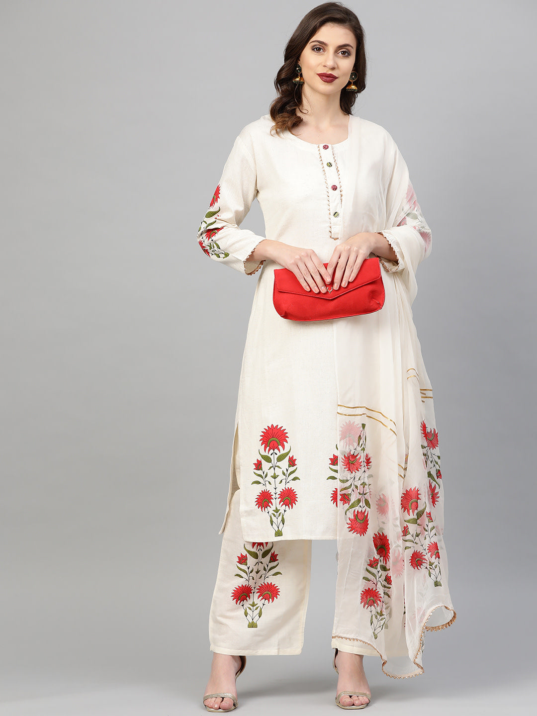 Summer Floral Print Kurta Pallazo Set