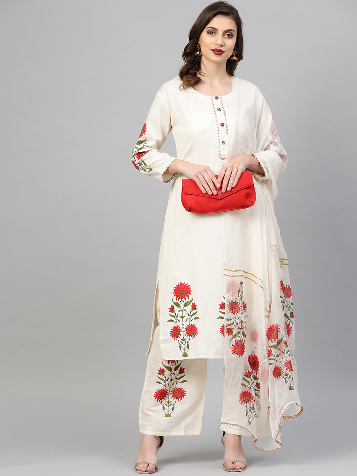 Summer Floral Print Kurta Pallazo Set