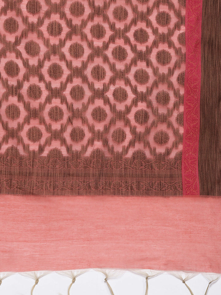 Banarasi Weaves Unstitched Dress Material Set With Handloom Dupatta