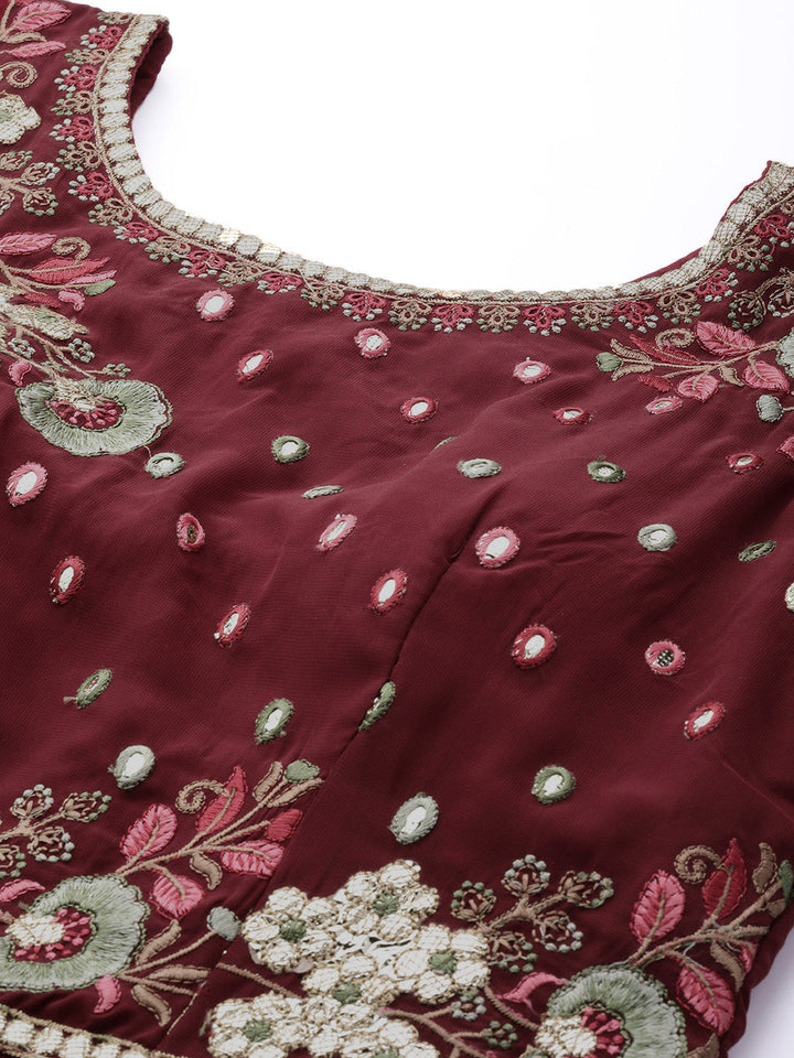 Georgette Embroidered Peplum Kurta Sharara Dupatta Set
