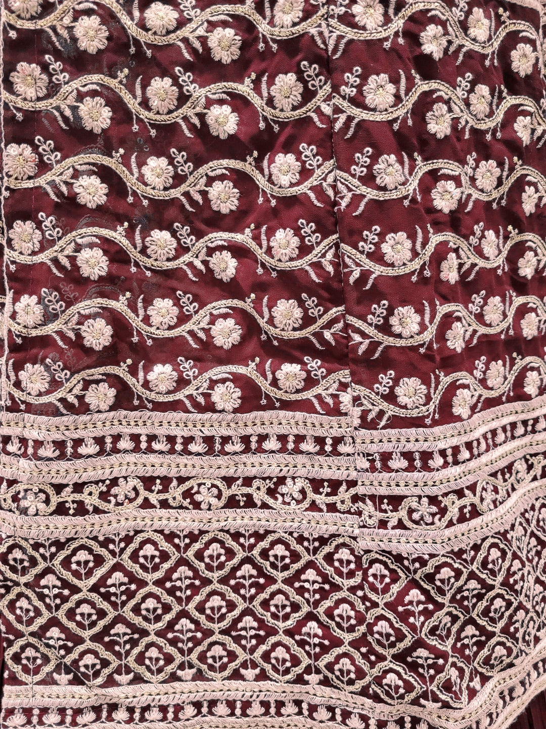 Resham Embroidered Kalidar Indo-Western Kurta Set with Accordian Pleat Skirt & Dupatta