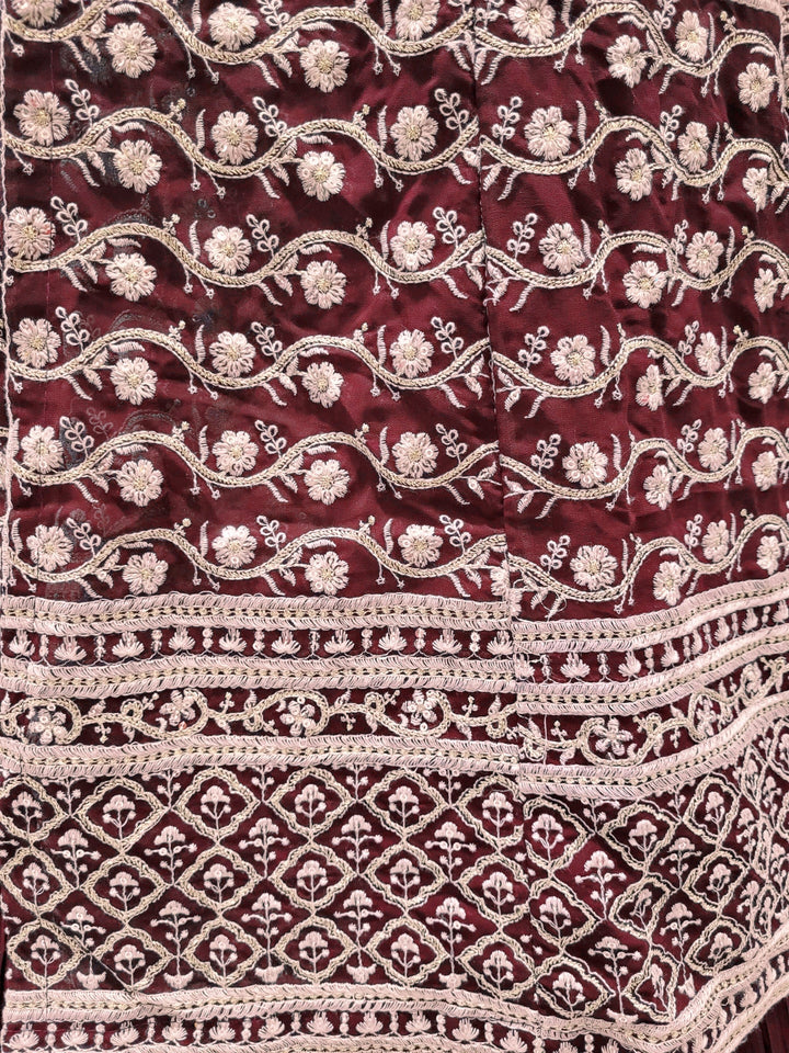Resham Embroidered Kalidar Indo-Western Kurta Set with Accordian Pleat Skirt & Dupatta
