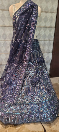 Midnight Sparkle Geometric Lehenga