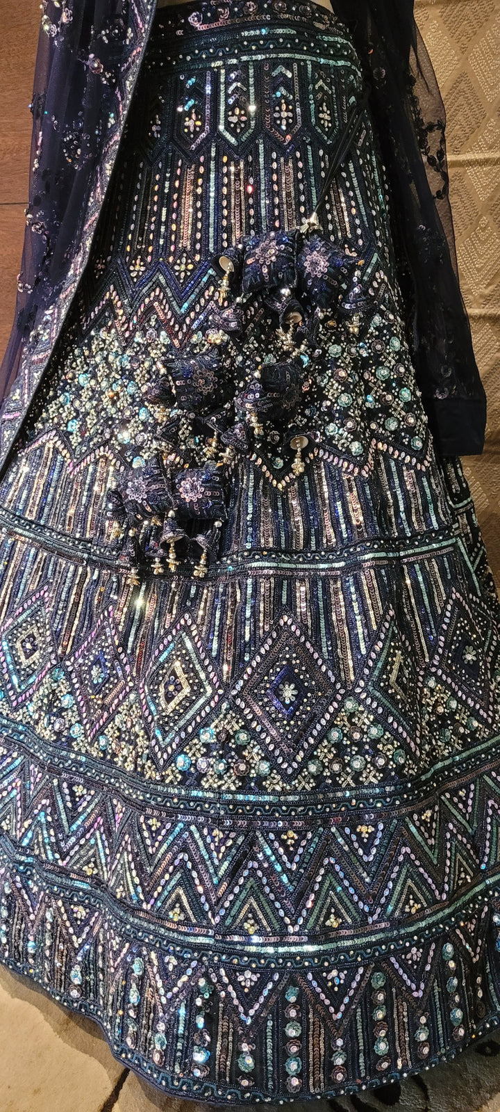 Midnight Sparkle Geometric Lehenga