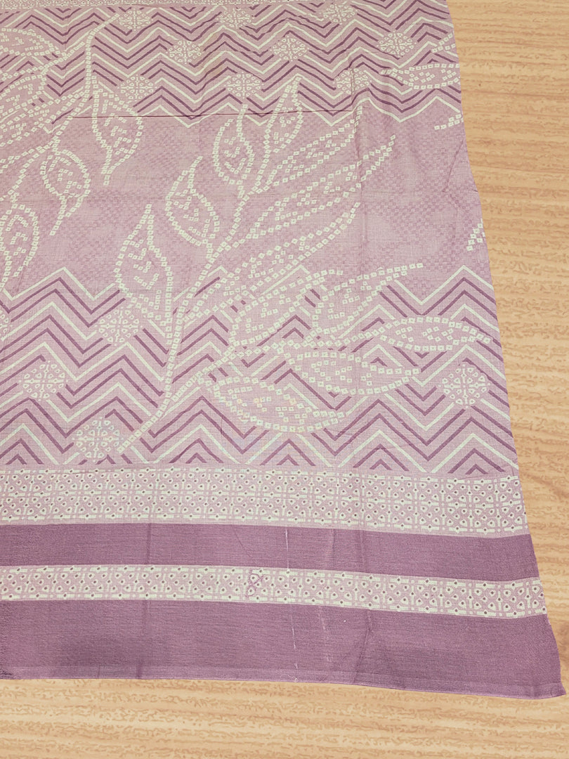Bandhani Checkered Print Cotton Suit Dupatta with Zari Resham Embroidered Neckline