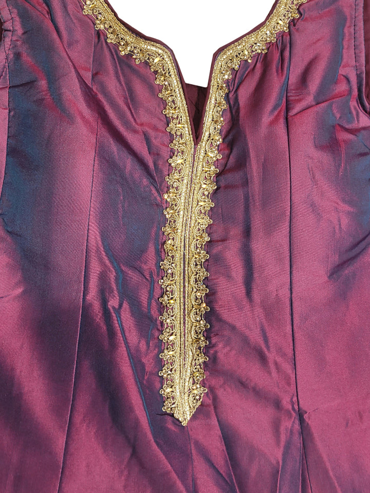 Banarasi Weave Paisley Border Anarkali with Dupatta in Purple