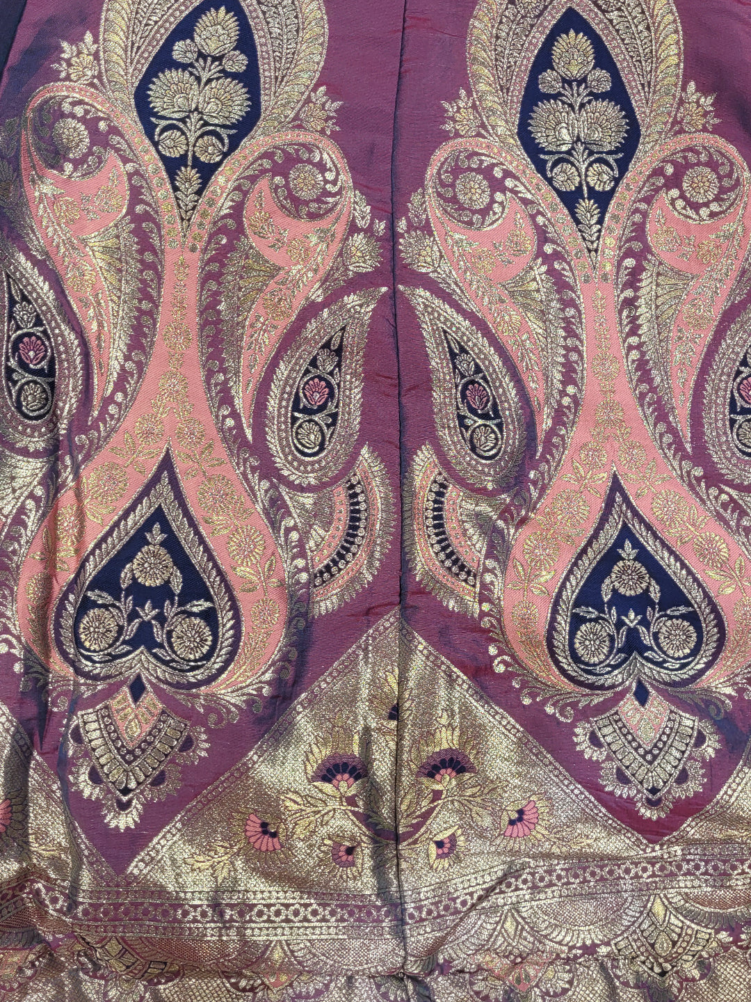 Banarasi Weave Paisley Border Anarkali with Dupatta in Purple