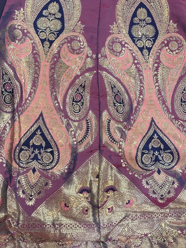 Banarasi Weave Paisley Border Anarkali with Dupatta in Purple