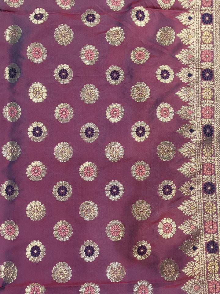 Banarasi Weave Paisley Border Anarkali with Dupatta in Purple