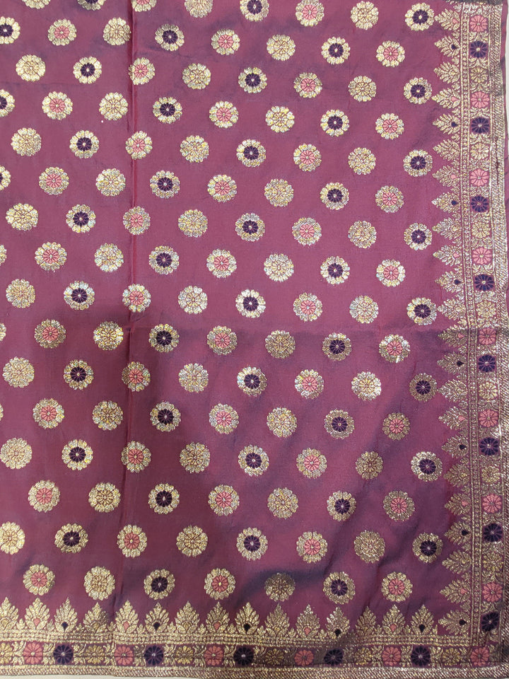 Banarasi Weave Paisley Border Anarkali with Dupatta in Purple
