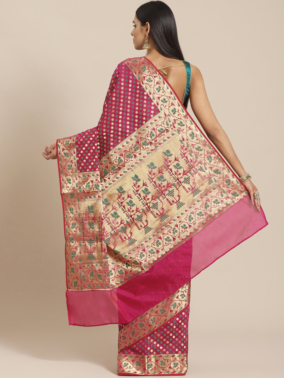 Banarasi Heritage of India Saree with Gold Zari &  Resham Weaving in Geometrical Pattern