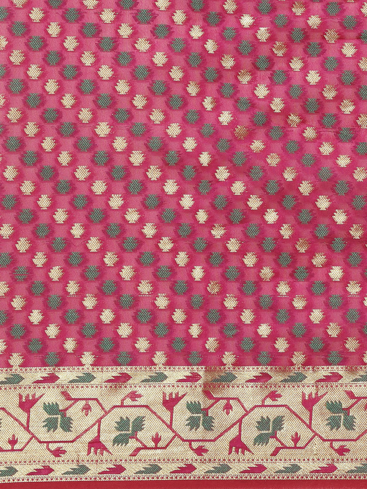 Banarasi Heritage of India Saree with Gold Zari &  Resham Weaving in Geometrical Pattern