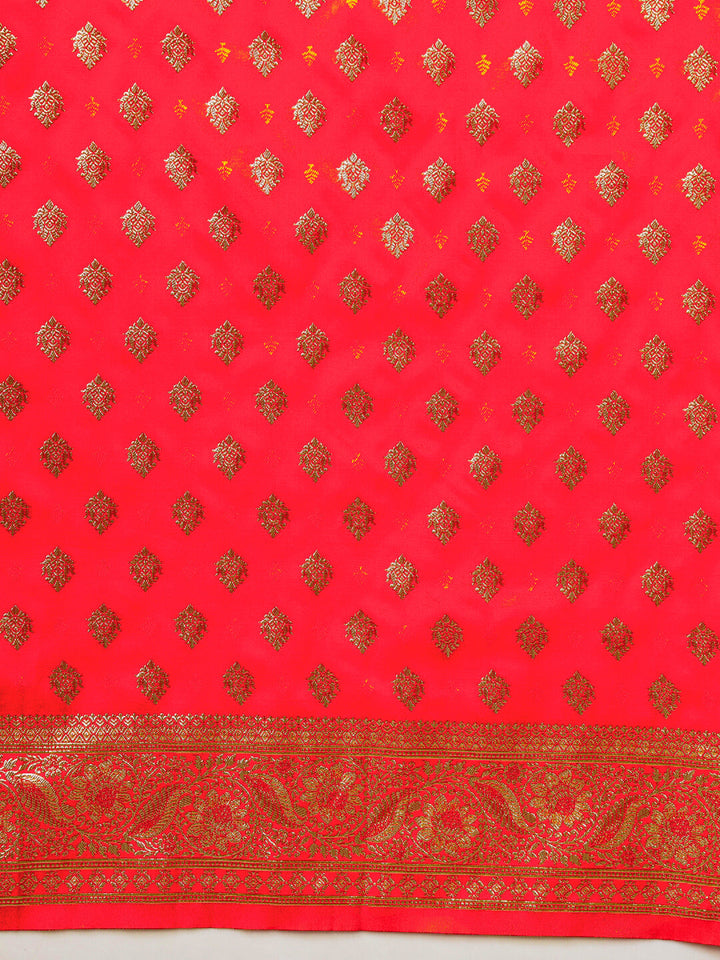 Resham & Zari Woven Traditional Silk Banarasi Saree with Ethnic ambi Motifs