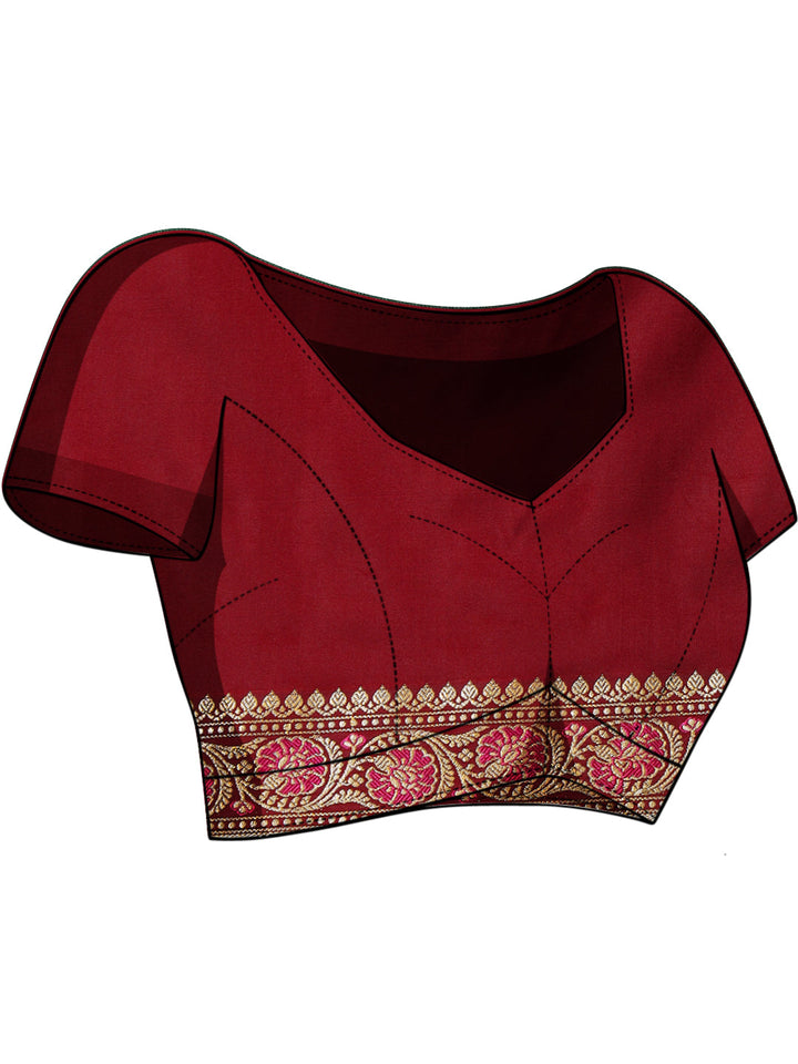 Banarasi Zari Woven Traditional Handloom Silk Saree with Intricate Floral Motifs