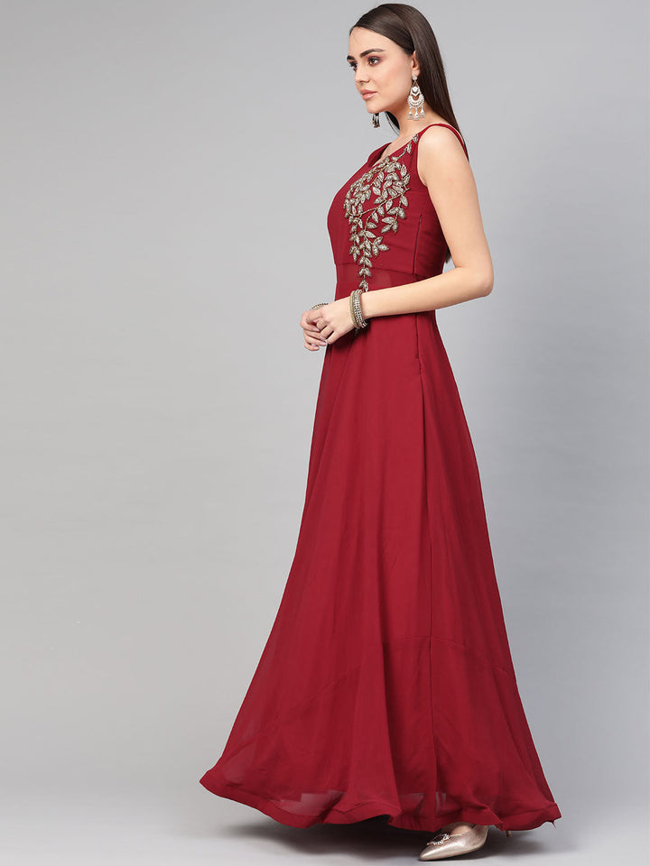Georgette Cocktail Gown with Ruffled cape style dupatta